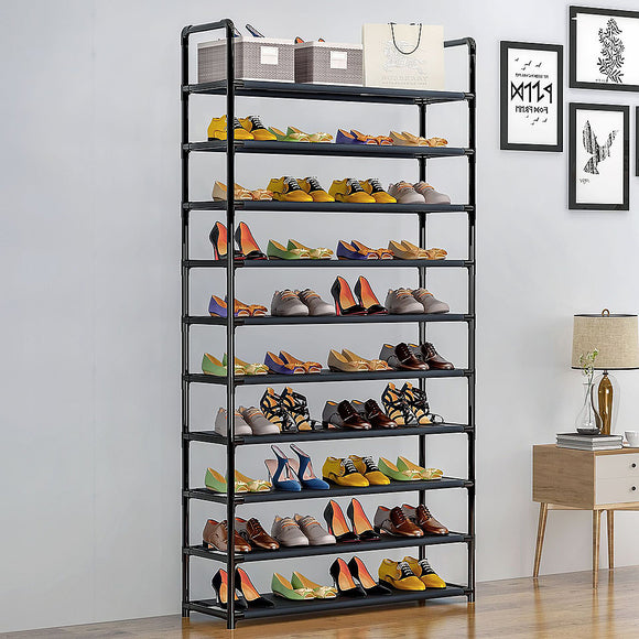 10 Layer Shoe Rack Nonwovens Steel Pipe Easy to install home Shoe cabinet Shelf Storage Stand Holder Space Saving Shoe Rack HWC